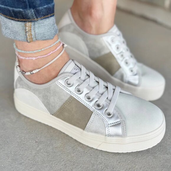 NEW BLOWFISH MALIBU Super Smile Color Block Sneakers for women in silver 7252m1 - Picture 8 of 13